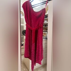 RETROFETE PINK TIE SEQUIN DRESS